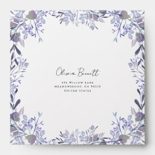 Elegant Purple Botanical Wedding Envelope