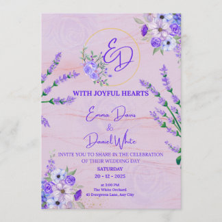Elegant Purple Botanical Wedding Invitation