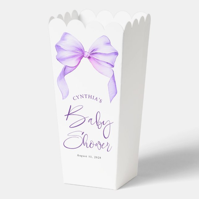 Elegant Purple Bow Baby Shower  Favor Box (Front)