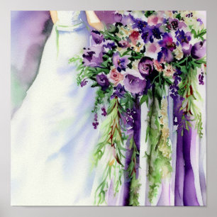 Elegant Purple, Bridal Cascading Bouquet 2, Poster
