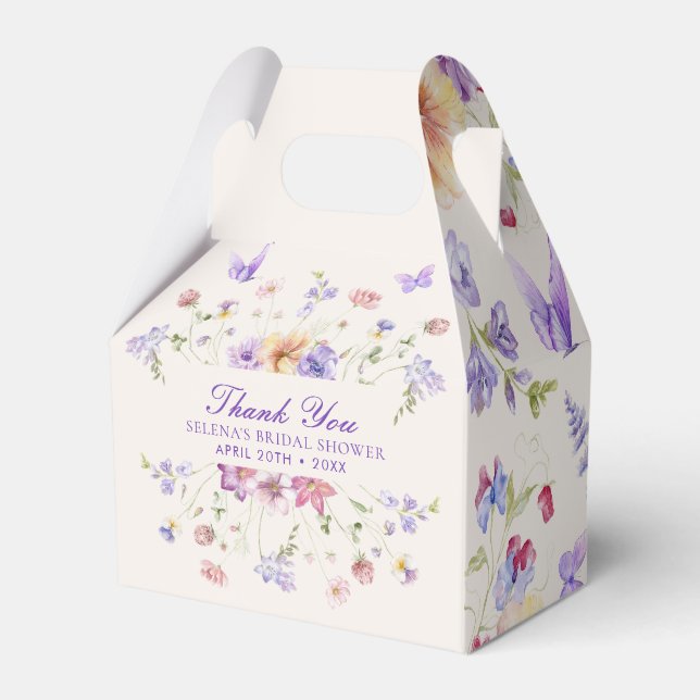 Elegant Purple Butterflies Bridal Shower Favor Box (Front Side)