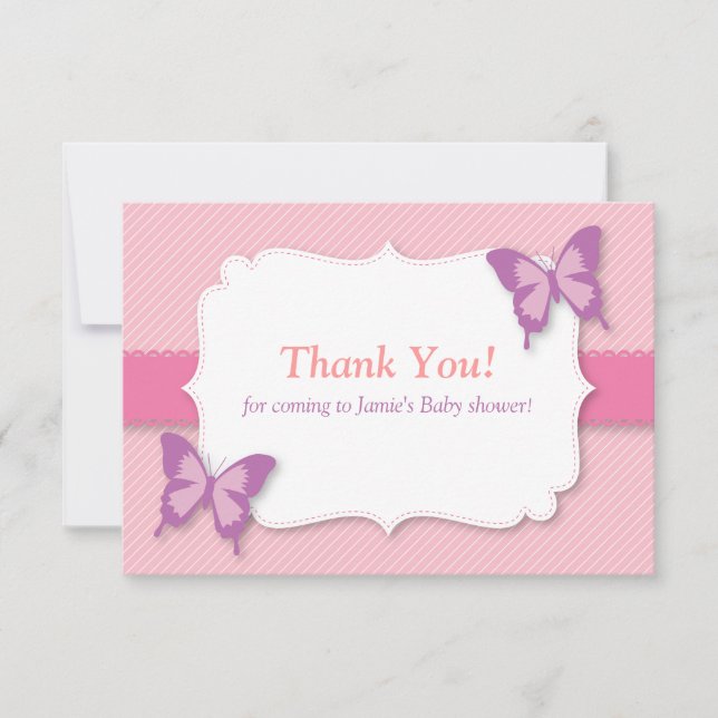 Elegant Purple butterfly thank you baby shower (Front)