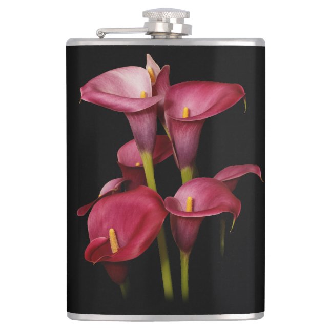 Elegant Purple Calla Lilies Hip Flask (Front)