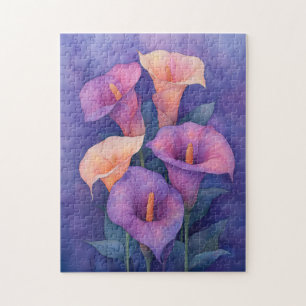Elegant Purple Calla Lilies Jigsaw Puzzle
