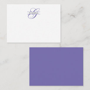 Elegant Purple Calligraphy Split Monogram Card
