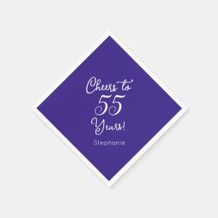 Elegant Purple Cheers to 55 Years 55th Birthday Napkin