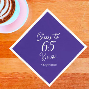 Elegant Purple Cheers to 65 Years 65th Birthday Napkin