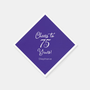 Elegant Purple Cheers to 75 Years 75th Birthday Napkin