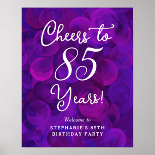 Elegant Purple Cheers to 85 Years 85th Birthday Poster