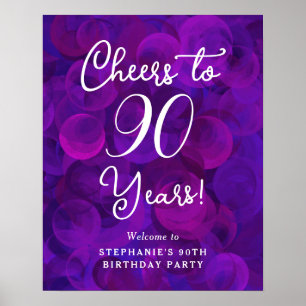 Elegant Purple Cheers to 90 Years 90th Birthday Poster