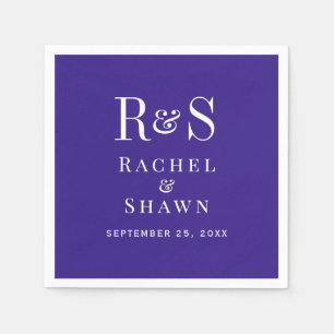 Elegant Purple Chic Modern Monogram Wedding Napkin