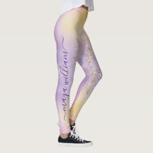 Elegant Purple Christmas Personalized Monogram Leggings