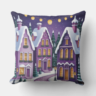 Elegant Purple Christmas Throw Pillow
