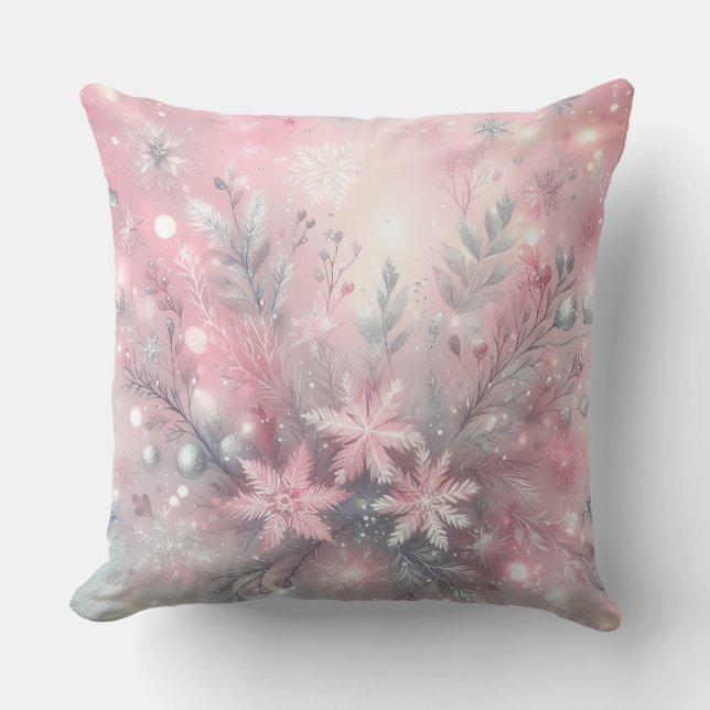Elegant Purple Christmas Throw Pillow  (Front)