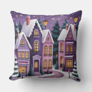 Elegant Purple Christmas Throw Pillow