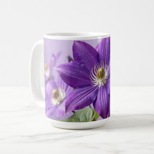 Elegant Purple Clematis Floral Bloom Coffee Mug