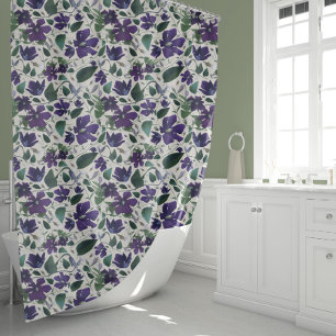 Elegant Purple Clematis Watercolor Floral Pattern