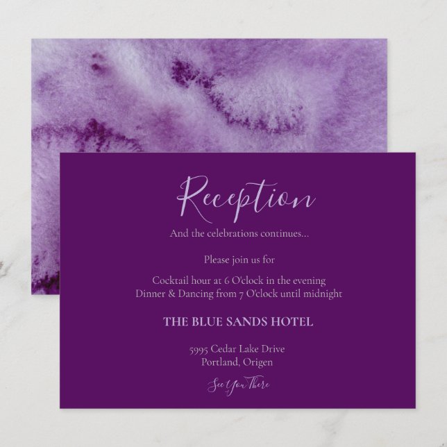 Elegant Purple Colour Wash Ultra Violet Reception Enclosure Card (Front/Back)