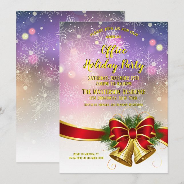 Elegant Purple Company Holiday Party Invitation (Front/Back)