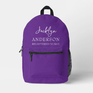 Elegant Purple Custom Nurse  Printed Backpack