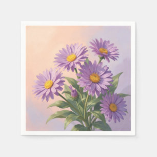 Elegant Purple Daisy Bouquet Napkin