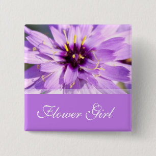 Elegant purple daisy flower wedding flower girl 2 inch square button