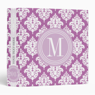 Elegant Purple Damask Personalized Binder