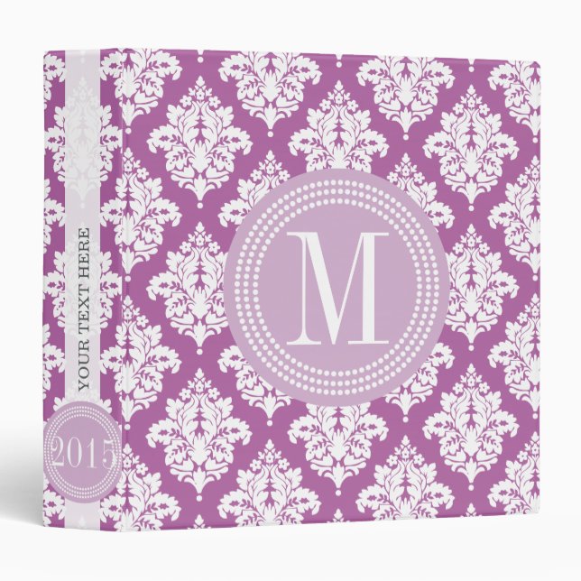 Elegant Purple Damask Personalized Binder (Front/Spine)