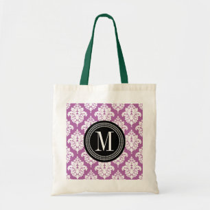 Elegant Purple Damask Personalized Tote Bag