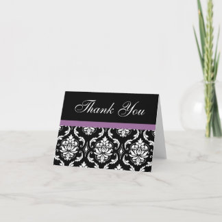 Elegant Purple Damask Wedding Thank You Notes