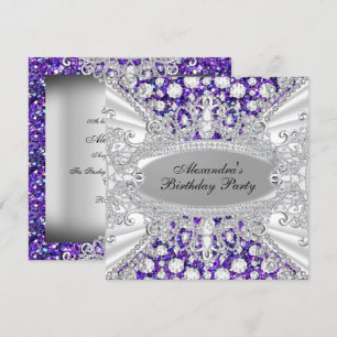 Elegant Purple Diamond Jewel Birthday Party Invite