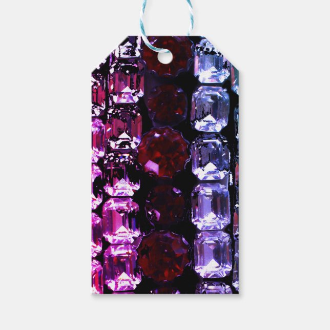 Elegant purple diamonds gemstone gift tags (Front)