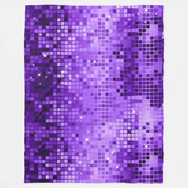 Elegant Purple Disco Glitter Retro Design Fleece Blanket (Front)