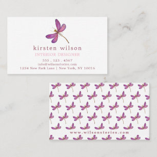 Elegant Purple Dragonfly Pattern Business Card