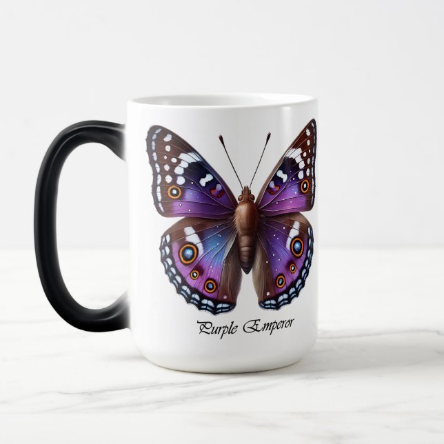 Elegant Purple Emperor Butterfly Wrap  Magic Mug (Left)