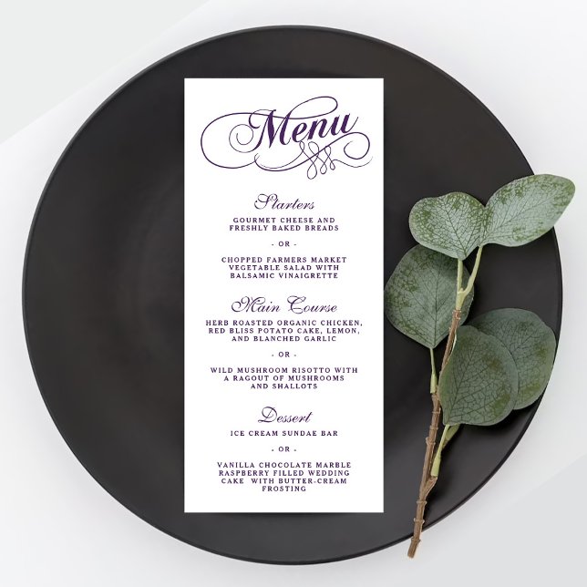 Élégant Purple Et Blanc Mariage Menu Modèles (Créateur téléchargé)