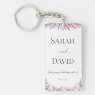 Elegant Purple Eucalyptus Wedding Gift Keychain