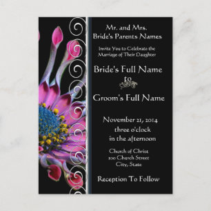 Elegant Purple Exotic Daisy Wedding Invitation Postcard