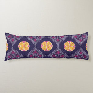 Elegant Purple Fabric with Yellow Floral Pattern Body Pillow
