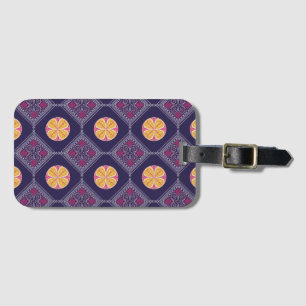 Elegant Purple Fabric with Yellow Floral Pattern Luggage Tag