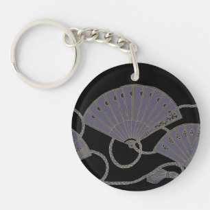 Elegant Purple Fan Keychain