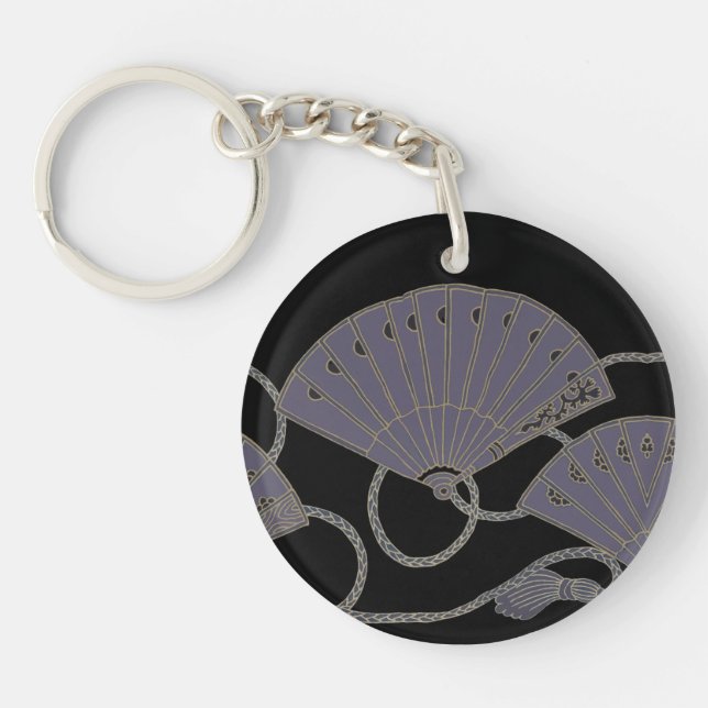 Elegant Purple Fan Keychain (Front)