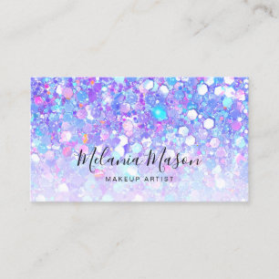 Elegant Purple Faux Glitter Makeup Artist QR Code Business Card