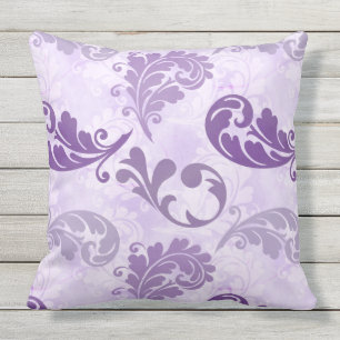 Elegant Purple Feathers Pattern Outdoor Pillow