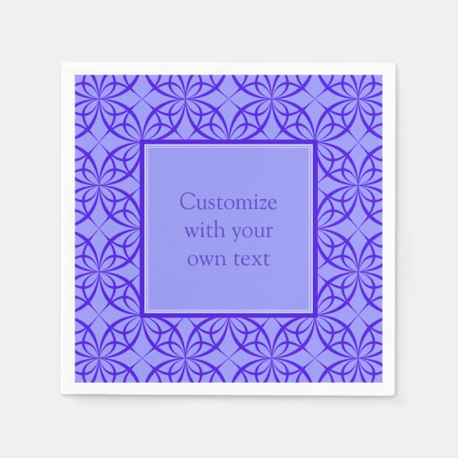 Elegant Purple Filigree Pattern Custom Text Napkin (Front)