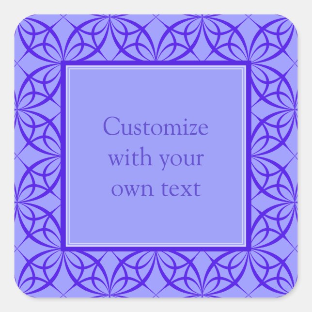 Elegant Purple Filigree Pattern Custom Text Square Sticker (Front)