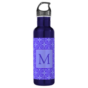 Elegant Purple Filigree Pattern Monogram 710 Ml Water Bottle