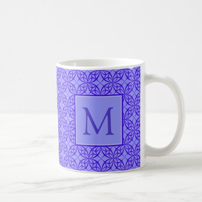 Elegant Purple Filigree Pattern Monogram Coffee Mug (Right)