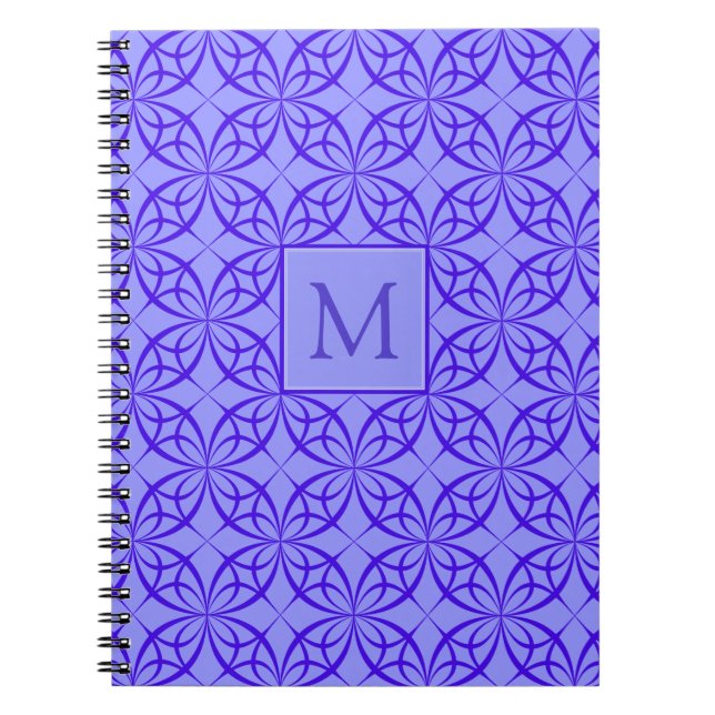 Elegant Purple Filigree Pattern Monogram Notebook (Front)