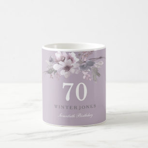 Elegant Purple Floral 70th Birthday Party Gift Coffee Mug